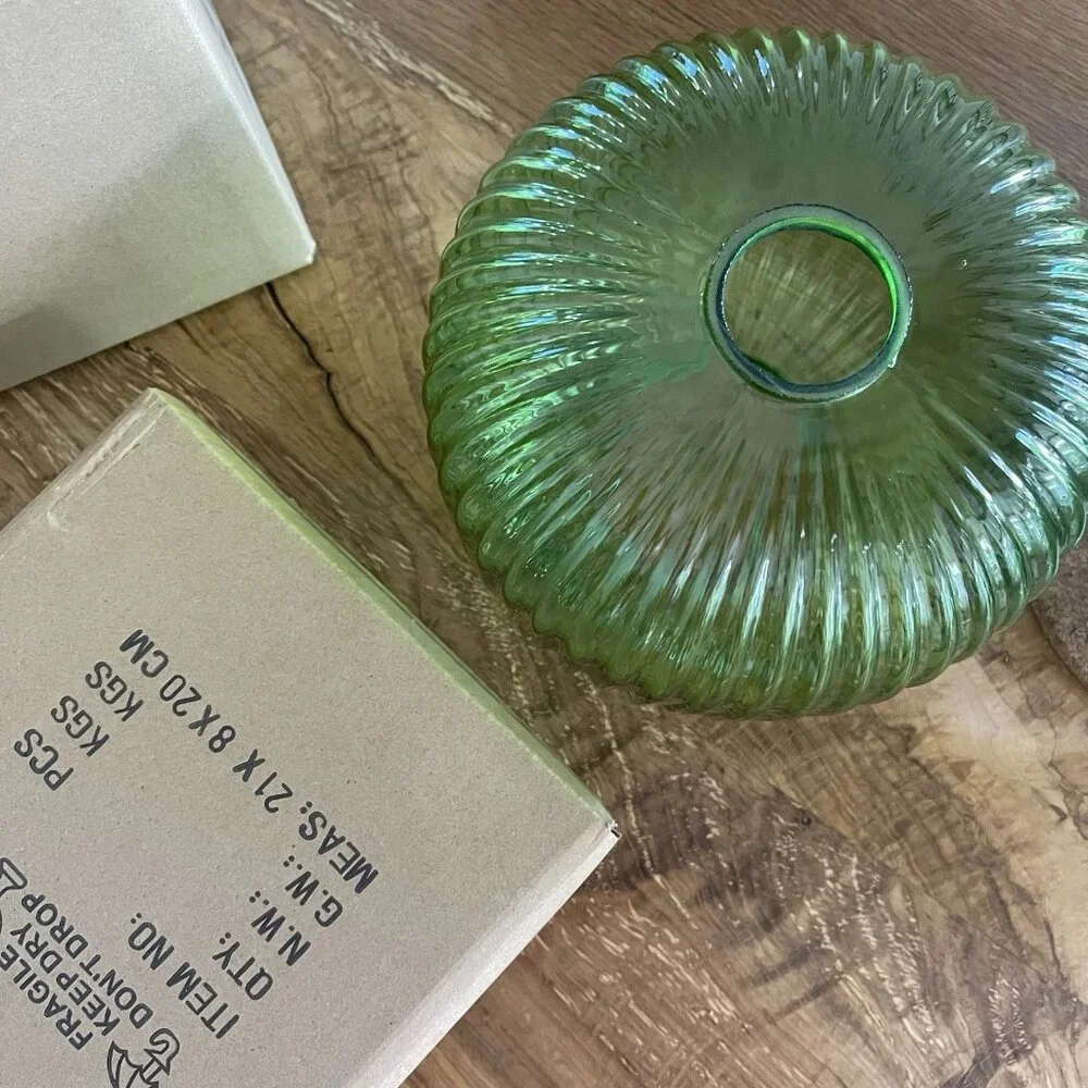NEW West Elm Vintage Retro Green Glass Globe Hanging Gold Pendant Light Fixture